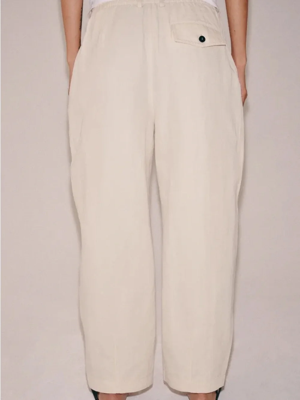 Zara PLEATED LINEN BLEND TROUSERS ZW COLLECTION SAND4344/044/711